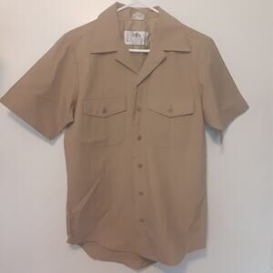 DSCP Men's Quarterdeck Collection Button Up Khaki Service Shirt S Short Sleeve